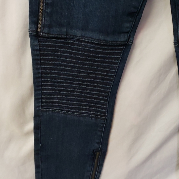 Paige Denim 'Demi' Moto Ultra Skinny Jeans Zipper Ribbed High-Waisted Size 24 - Picture 4 of 13